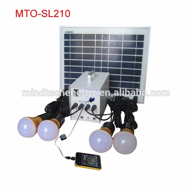 DC12V 10W poly panel portable solar home system with LED lighting