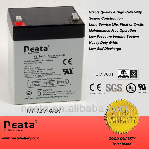 Storage maintenance free battery 12V4AH for alarm system,solar energy