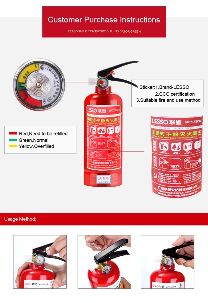 LESSO Simple Structure and Easy To Operate MSDS Report Top Seller Portable Dry Powder Fire Extinguishers