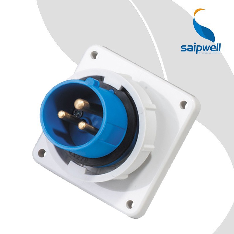 SAIPWELL Flange Size 16amp 3 Pin Hot Sale Panel Mounted New Design Electrical 380v Plug Socket