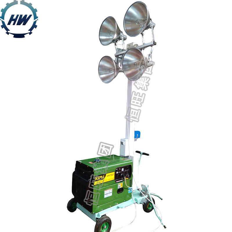 Sales Sample diesel and gasolineportable generator mobile mast light tower, LED tower light 150Wx4,metal halogen lamp 1000Wx4