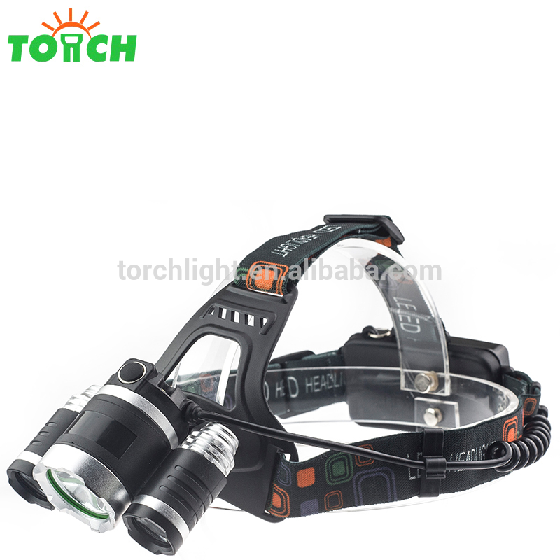 2019 Hot sale rechargeable super brightness 2 XPE + 1 T6 bulb 2000 lumen zoomable led headlamp