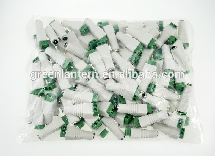 White Body Shell Power Plug 12V 24V 5.5mm x 2.1mm dc plug male and female  2.1mm DC Plug with Screw Terminals