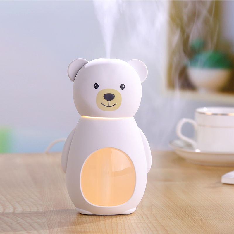 Hot Sale 160ml Cute Bear Ultrasonic Air Mist Freshener Humidifier with Led Night Lights