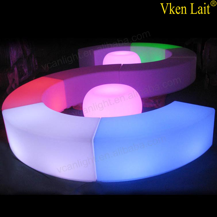 outdoor plastic light up led bench seat for restaurant decorative