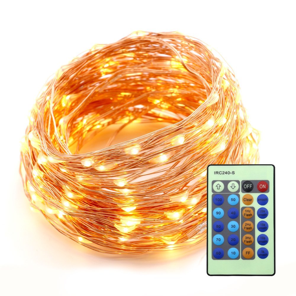 red blue green warm white yellow 66ft 20M 200 LED copper string light