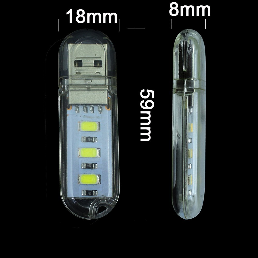 Portable USB LED Night Light 3LEDs 8LEDs Keychain 5V Bulb Book LED Lamp Gadget for Reading Notebook Power Bank Computer Laptop