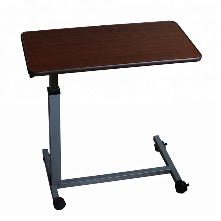 Adjustable Movable Wooden material bed side hospital table for patient in hospital
