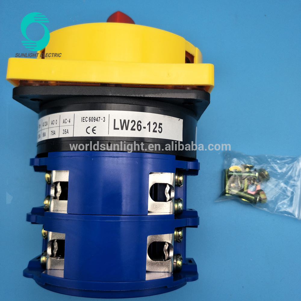 LW26-125GS ON-OFF 2 pole 125A 690V Safety manual changeover Rotary Cam Switch with padlock