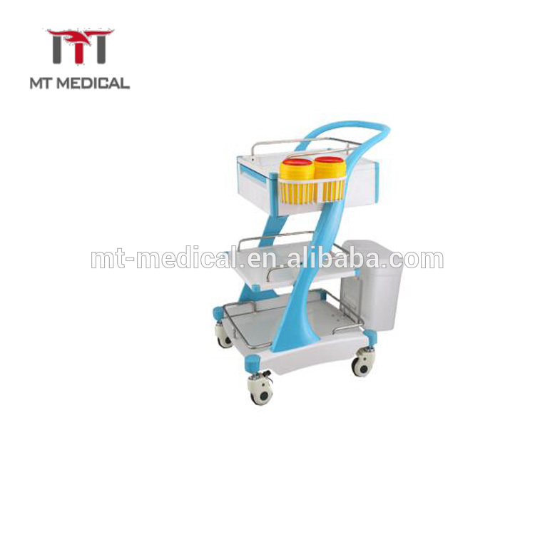ABS Material Medical Hospital Patients Instrument Cart Treatment Trolley with 1 drawer 3 shelves
