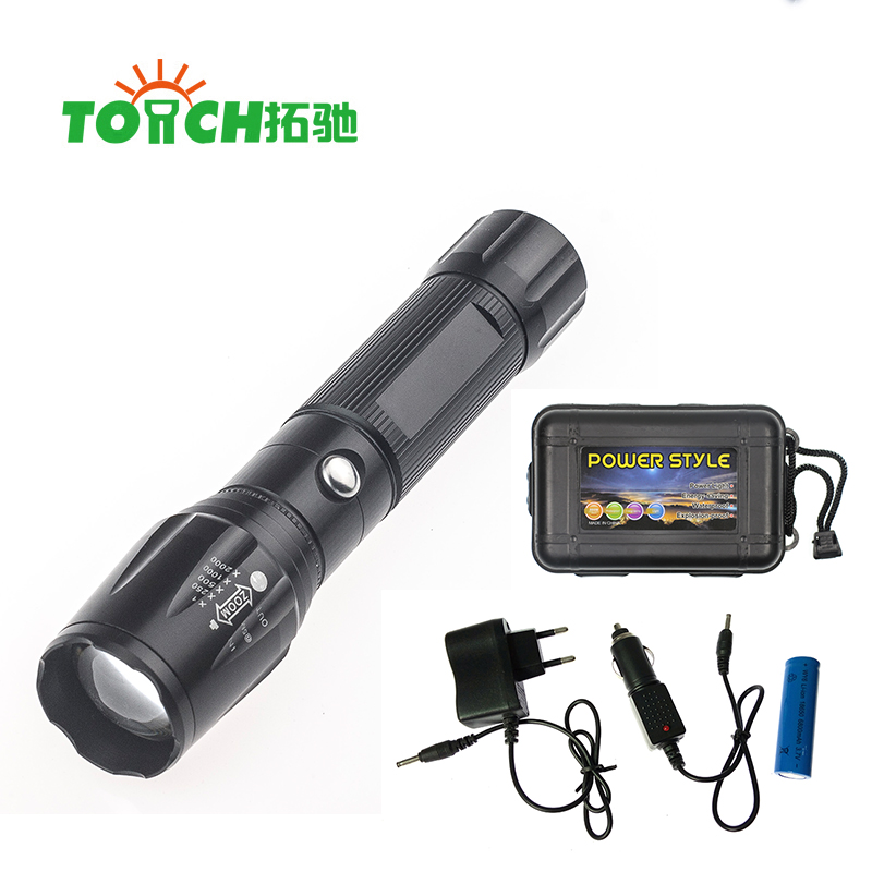 High power police aluminum alloy body18650 / AAA dry battery zoomable rechargeable diving flashlight tactical flashlight