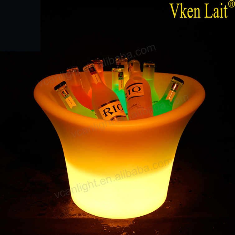 Remote control and battery Portable Ice Cooler/Lighting Plastic Ice Table Cooler Led ice bucket