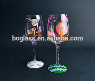 Logo Decal Print Decorative Goblet Glass Cup Amazing Design Fancy Stemware Wine Glass Cup