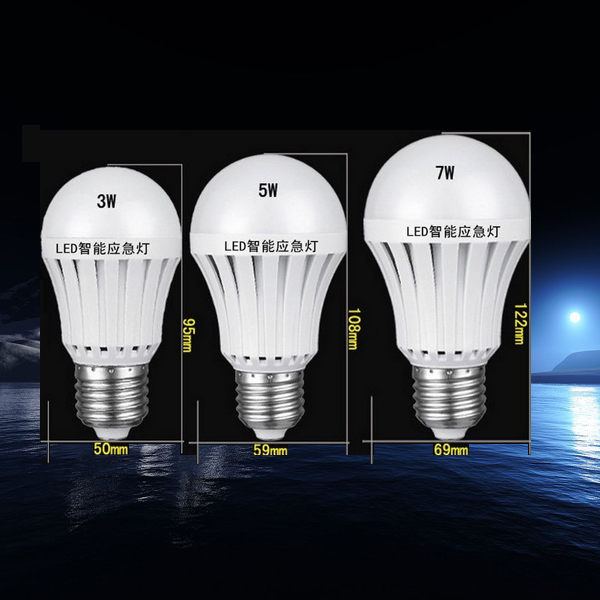 Home use automatic rechargeable LED emergency bulb 5w 7w 9w 12w 2 years warranty e27 led light