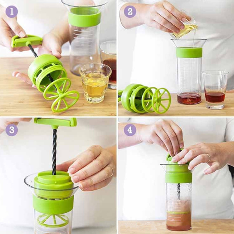 Multifunctional Gadget Mixer 300ml Shaker Cup Manual Frother Whisk Sauces Universal Salad Dressing Unique