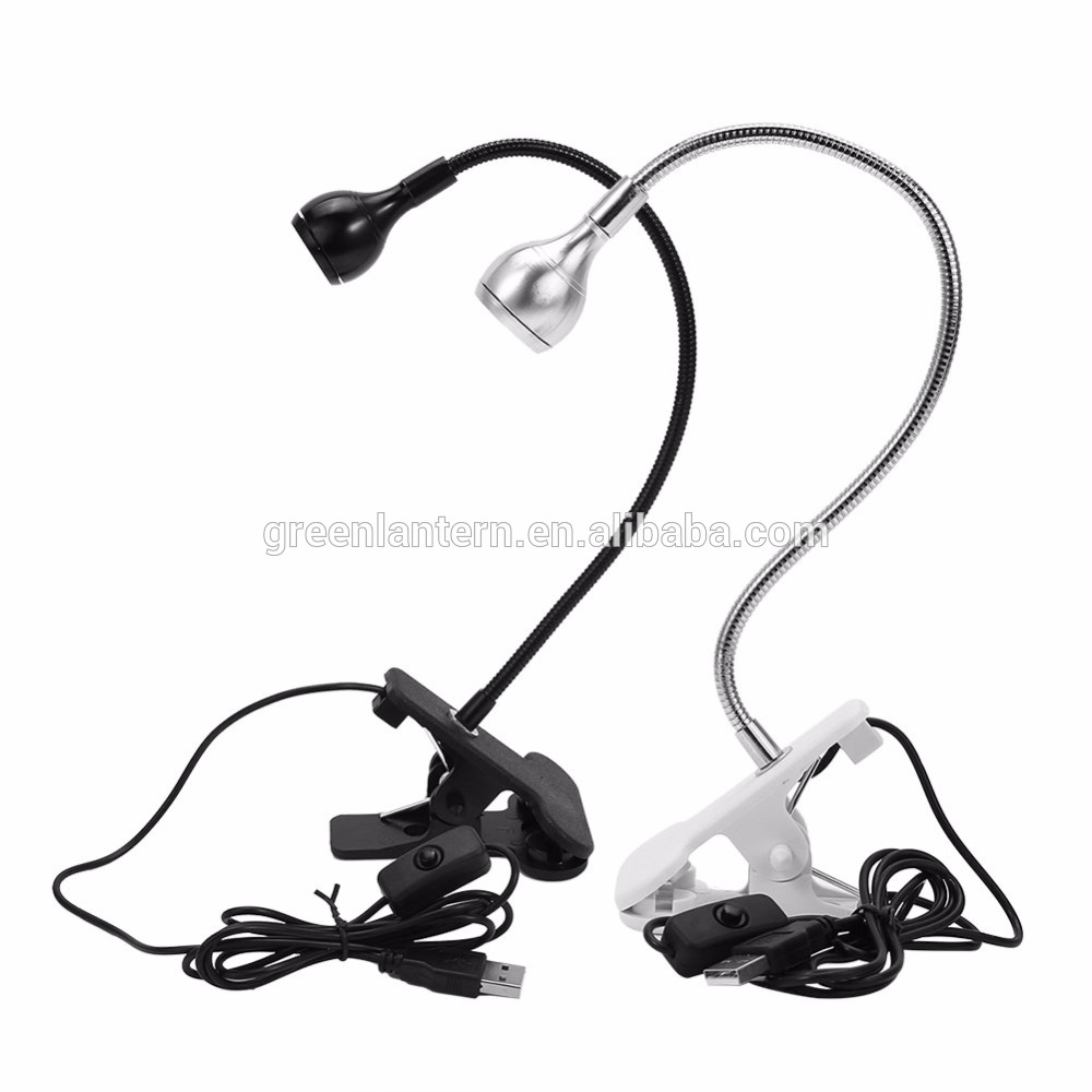 Flexible Gooseneck USB LED Reading Light Portable Table Clip Lamp Energy Saving Computer Laptop Book Light Cold White Black