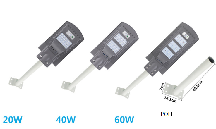 Ip65 Outdoor All In One Solar Street Lamp Price 20W 40W 60W Integrated Led Solar Street Light