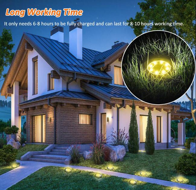 LED Outdoor Solar 8 Leds Buried Lamps LED Garden Lawn Light