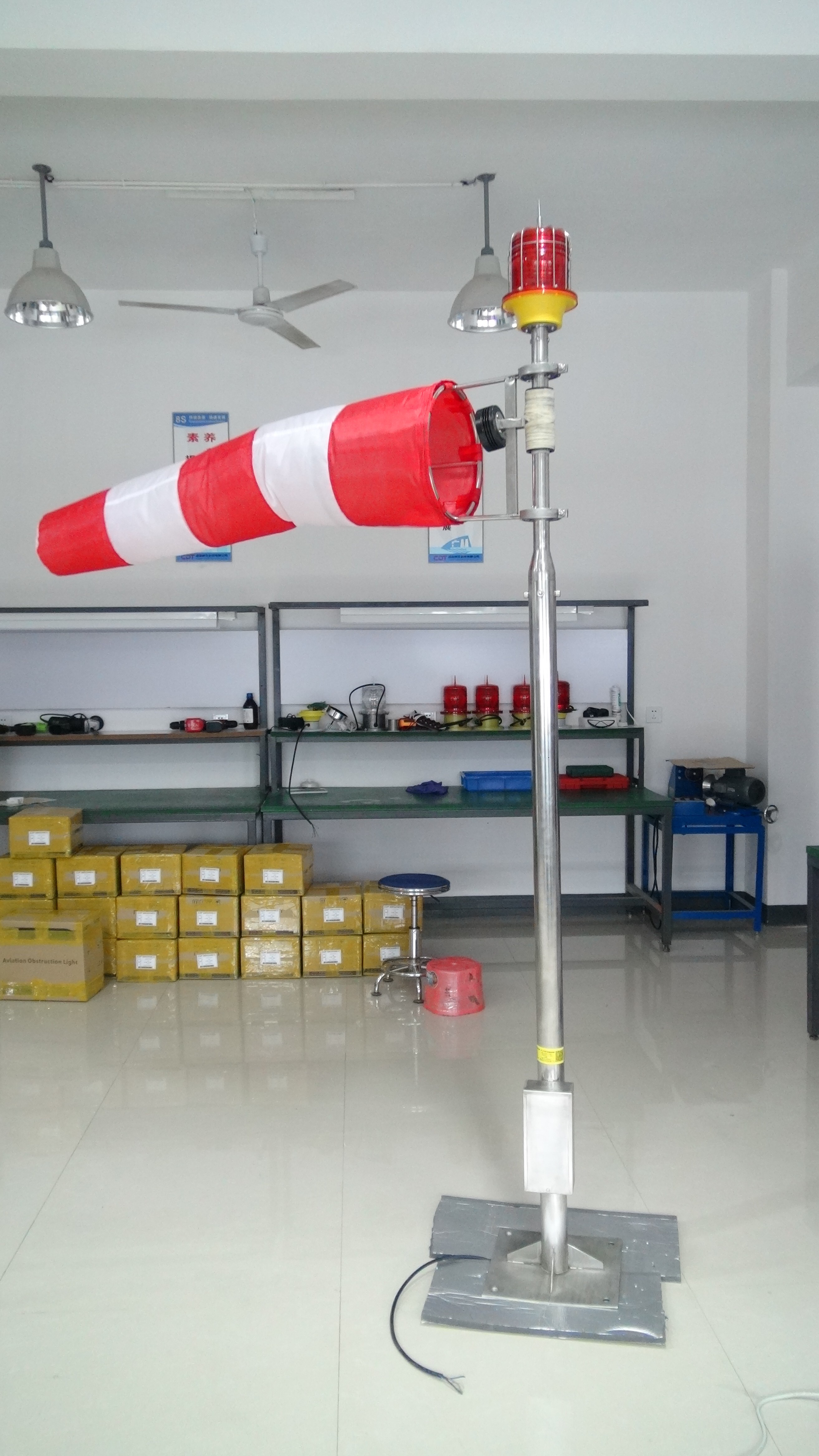 ICAO 12-feet Heliport Wind direction indicator lighted windsock Helipad Airport Wind sock with Obstruction light