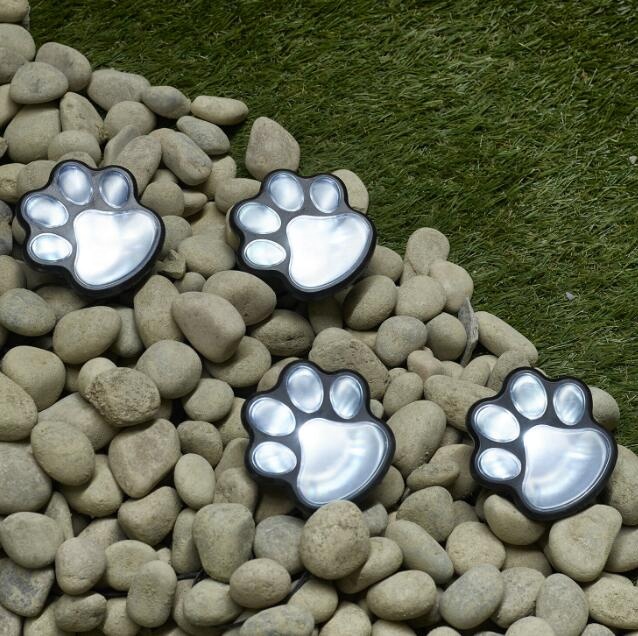 Solar Lights Garden Paw Animal Prints Outdoor Lamp Lantern Path Landscape