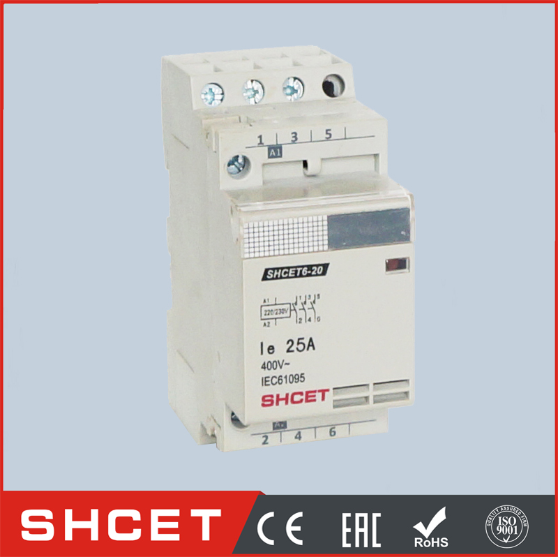 SHCET3-20 1P 20A 25A single pole modular contactor din rail contactor