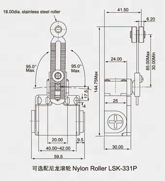 LS-331 XCK-T145 Types of electrical Roller Limit switches limiting switch, micro switch