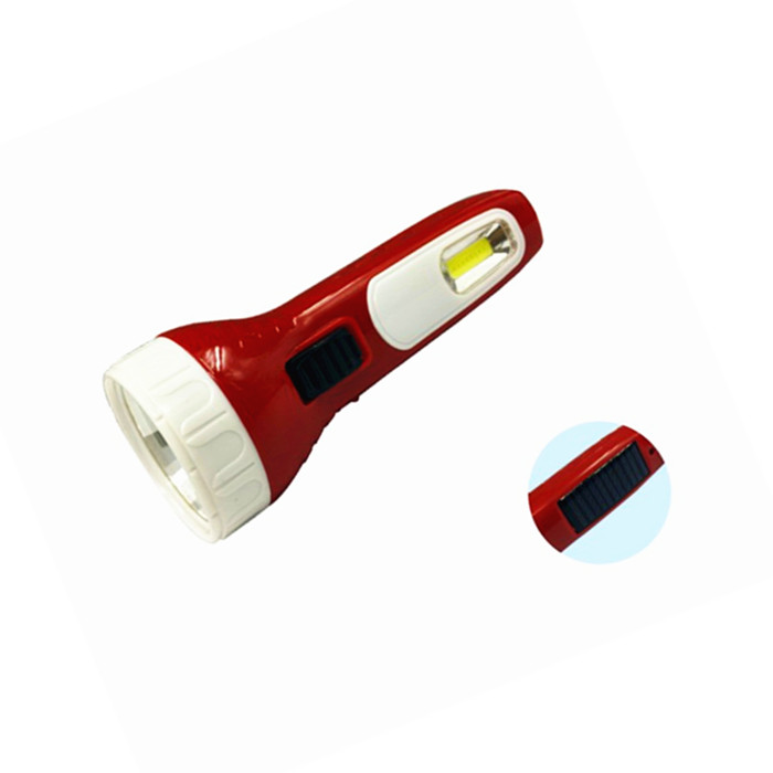 1w COB portable rechargeable flashlight solar torch with solar charging