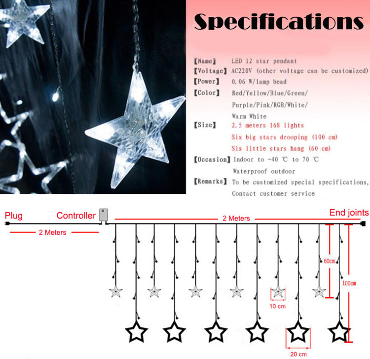 Windows twinkle star waterfall led curtain string light