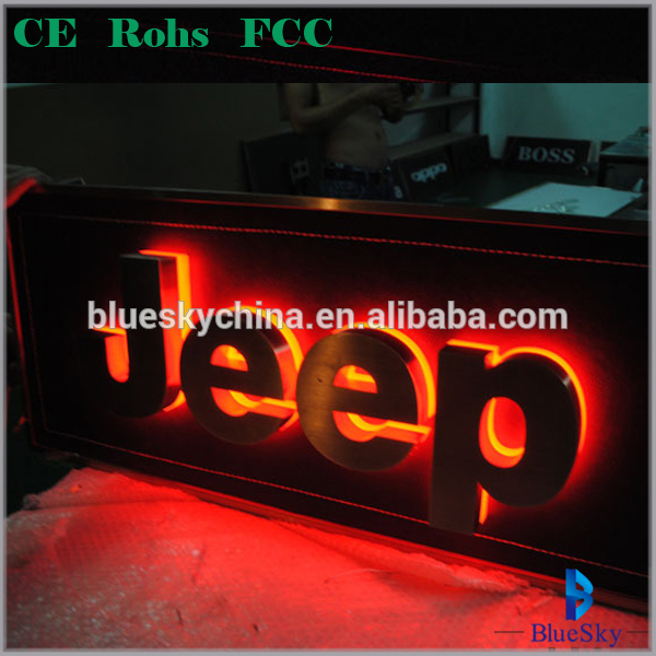 Indoor outdoor LED Stainless steel Backlit channel advertising light letters for car