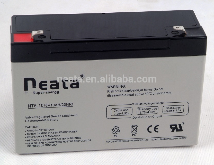 Neata AGM Sealed Lead-Acid Battery 6V 10Ah 20Hr Rechargeable Battery For Toy Car With CE UL ROHS REACH Certificates