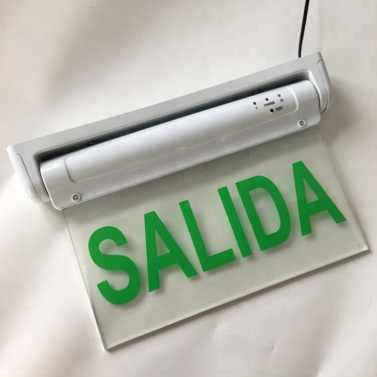 Wall mounted emergency light spanish salida exit sign