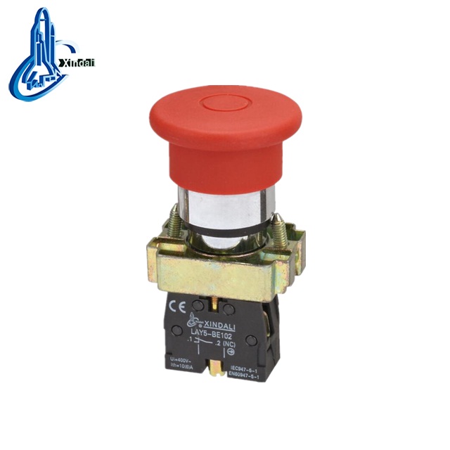 XB2 series 40mm 220V mushroom head push-pull emergency button switch LAY5-BT42