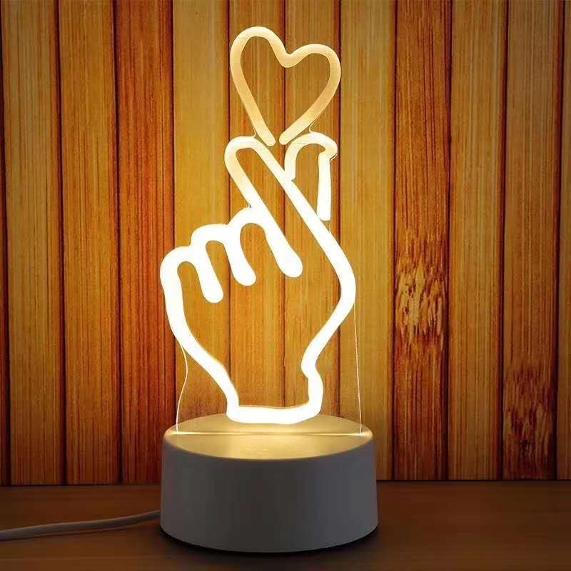 deer shape 3D USB Acrylic Night Light LED Table Desk Bedroom Decor Gift Warm White Wood Lamp night lamp cute led light