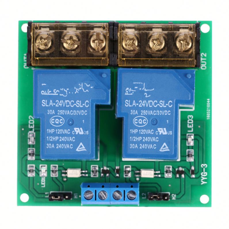 2-Channel DC 5V/12V/24V 30A Relay Board Module Optocoupler Isolation High/Low Trigger Relay Board Module