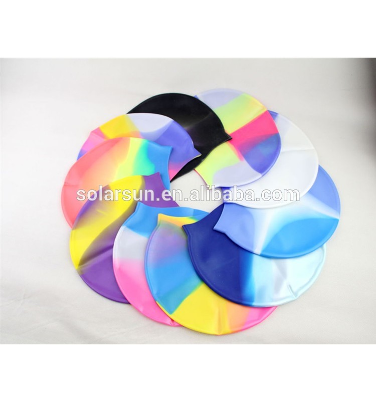 Fashionable customized printed logo waterproof silicone swimming cap