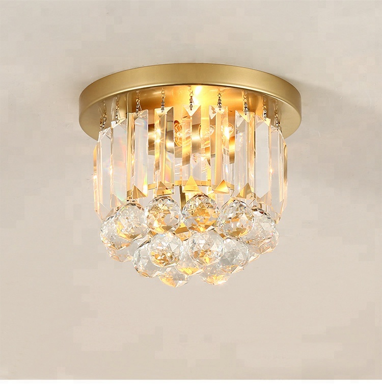 Entrance Hall Hallway Corridor Counter Light Modern Golden Warm white LED Crystal Ceiling Lamp