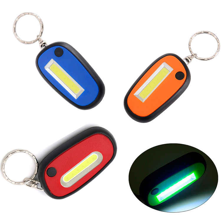 Portable LED COB Warning Flashlight, Mini Keychain Light