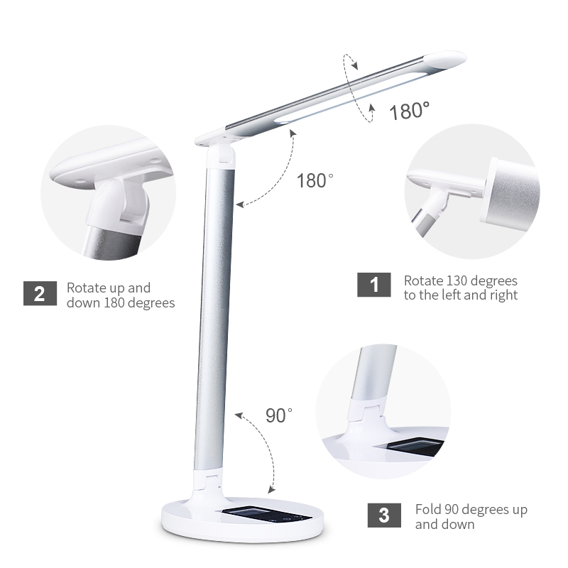 US Modern intelligent display timing led light table 5V 2.4A dimming portable fold led desk lamp for reading