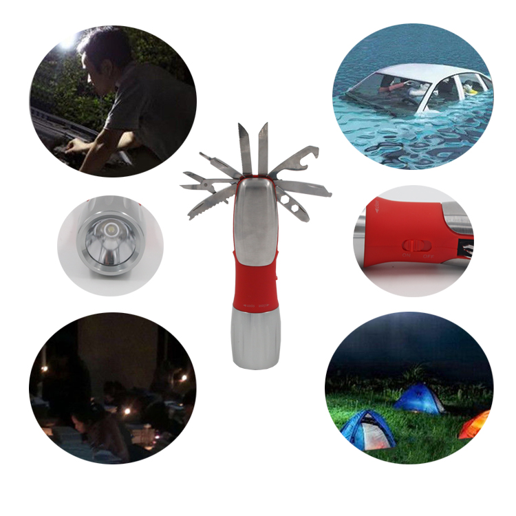 8 Different Tools LED Flashlight LED Camping Light Emergency Multi Tool Torch