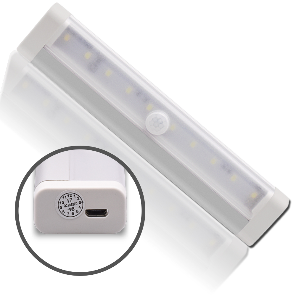 motion sensor rechargeable usb cabinet led strip light 10LEDs 1W