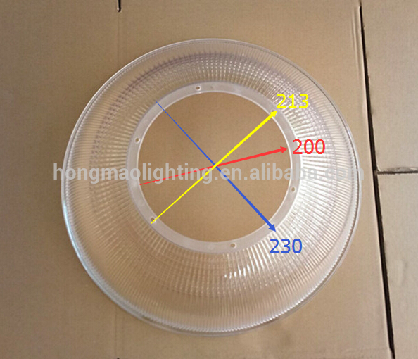 Narrow Beam Angle LED Lens 200W UFO LED High Bay Light 90degree PC Reflector 16'' 19''