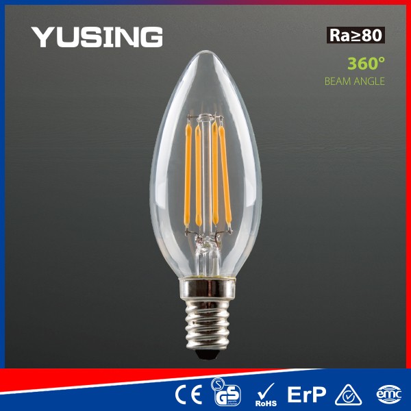 Filament Decorative LED Bulb, C35 Warm White 4W Candle Shaped LED Light Bulb E14