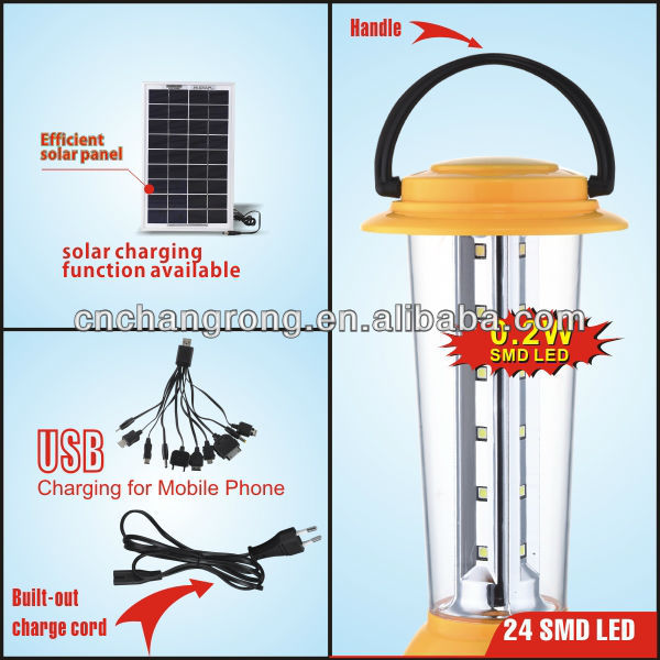 rechargeable portable smd led solar lights camping ligjts