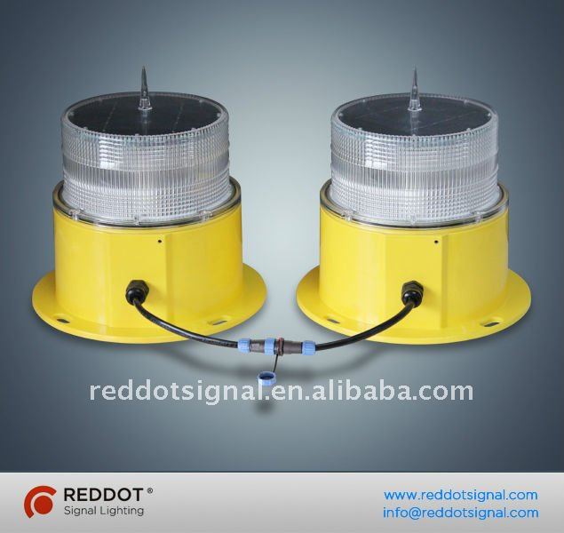 Solar powered LED double/twin aviation obstruction light/aircraft warning light