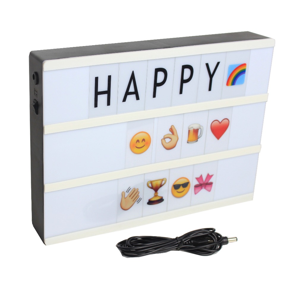 Newest A5 design USB Power Home Decorative magnetic LightBox Sign With 90PCS Color Letters ,emojis