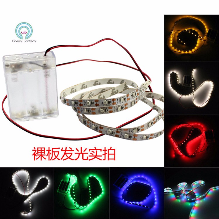 1M/2M/3M/5M 3 x AA RGB led strip with battery pack 60leds/m DC 5v 3528 SMD LED Ribbon flexible tape neon home decoration