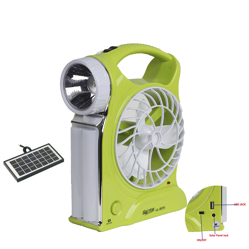 solar power  rechargeable table   fan with  light  for student