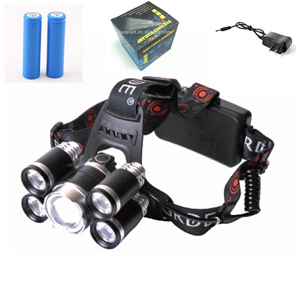 High Power Ultra Bright 5 LED Aluminum Zoom 18650 Rechargeable Headlamp