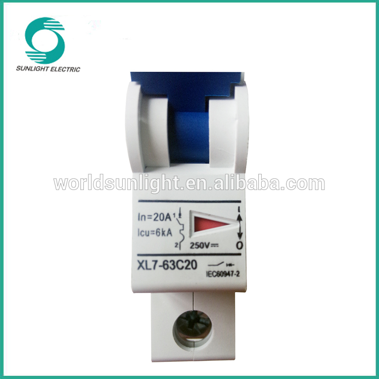 Solar energy system IEC 60898-2 approval DC 250V 20A 6kA 1P dc mini circuit breaker prices mcb