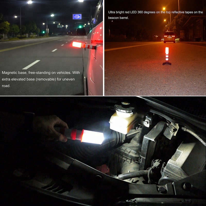 Police Red Flashing Emergency Traffic Baton Light 360 Degree LED Road Safety Flare